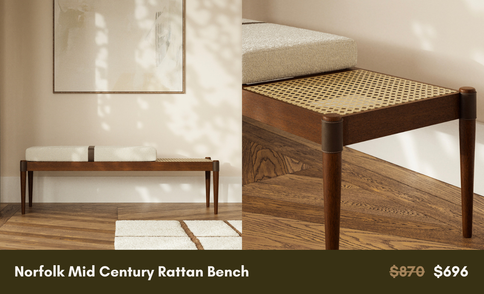 Norfolk Rattan Bench