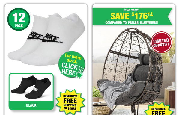Nike 12-Pack Everyday Essential No-Show Socks - ONLY $24 After Rebate*!