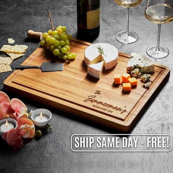 Personalized Cutting Board Wedding Gift, Bamboo Charcuterie Board, Unique Valentines Day Gift, Bridal Shower, Engraved Engagement Present,