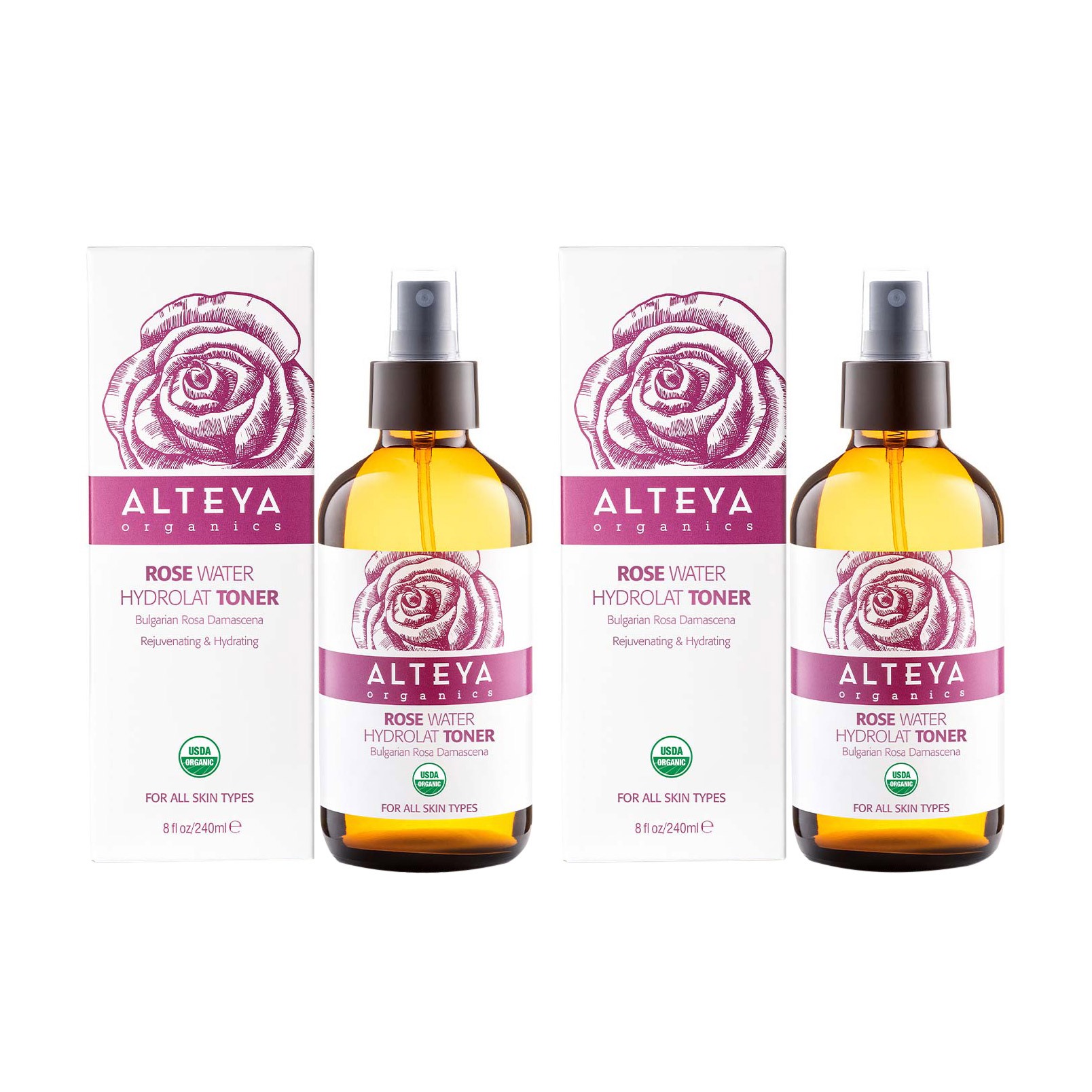 Alteya Organics Bulgarian Rose Water Toner, 8 fl oz, 2-Pack