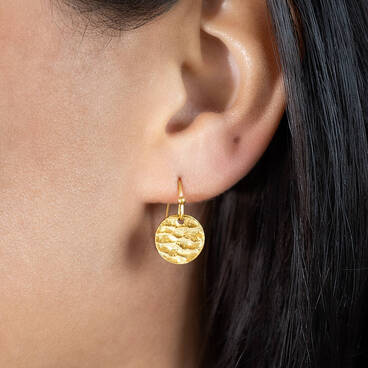 Hammered Disc Drop Earrings