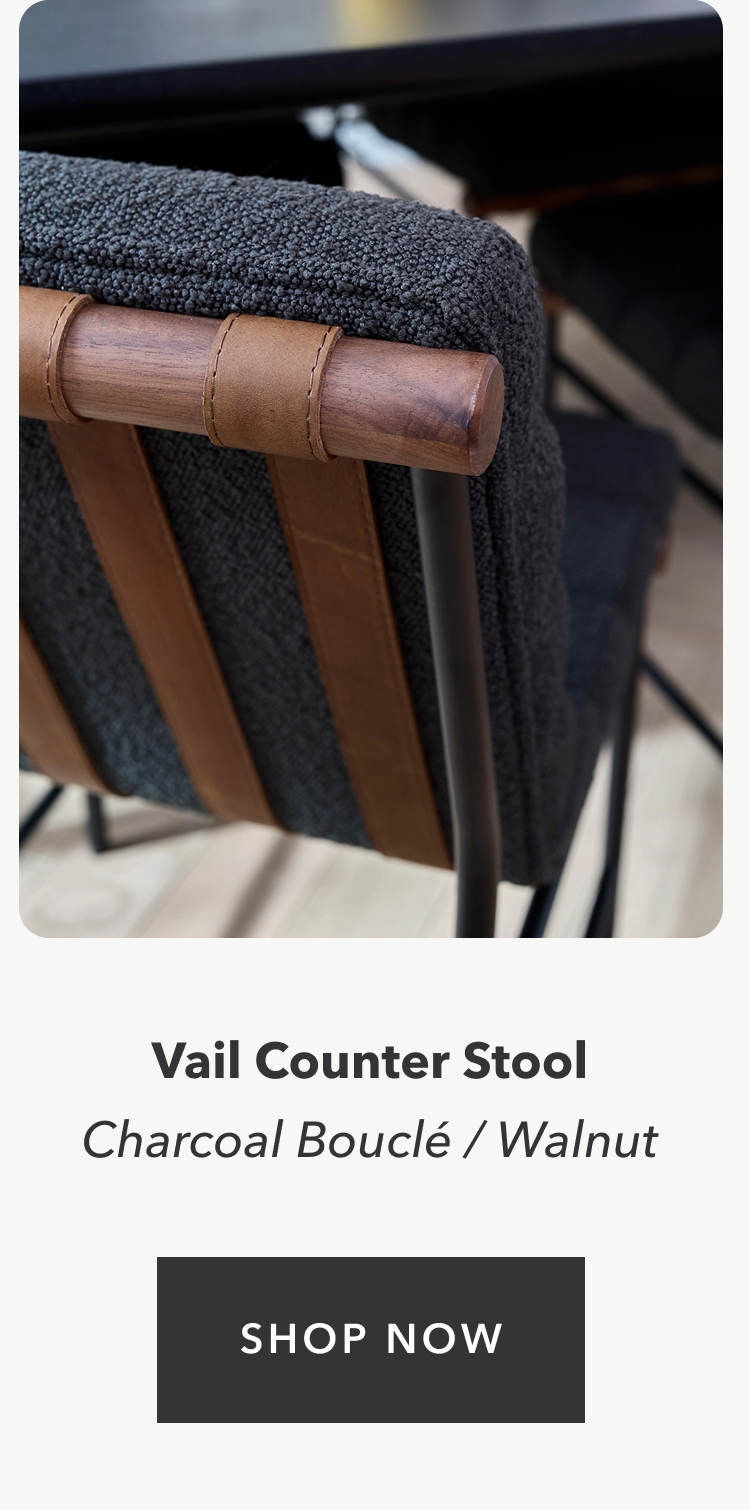 Vail Counter Stool Charcoal Bouclé / Walnut