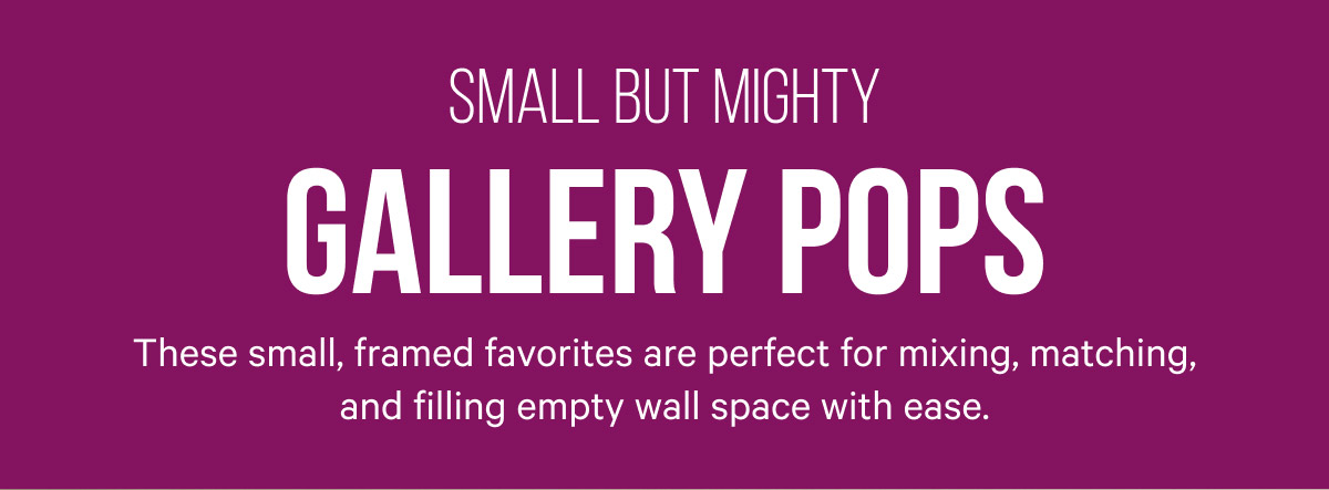 Small but Mighty: Gallery Pops - These small, framed favorites are perfect for mixing, matching, and filling empty wall space with ease.