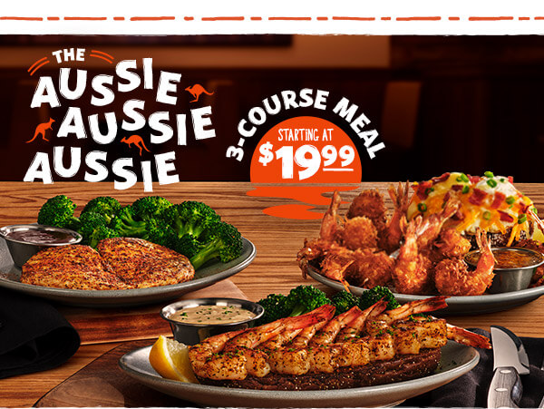 The Aussie Aussie Aussie 3 Course Meal. Starting at $19.99