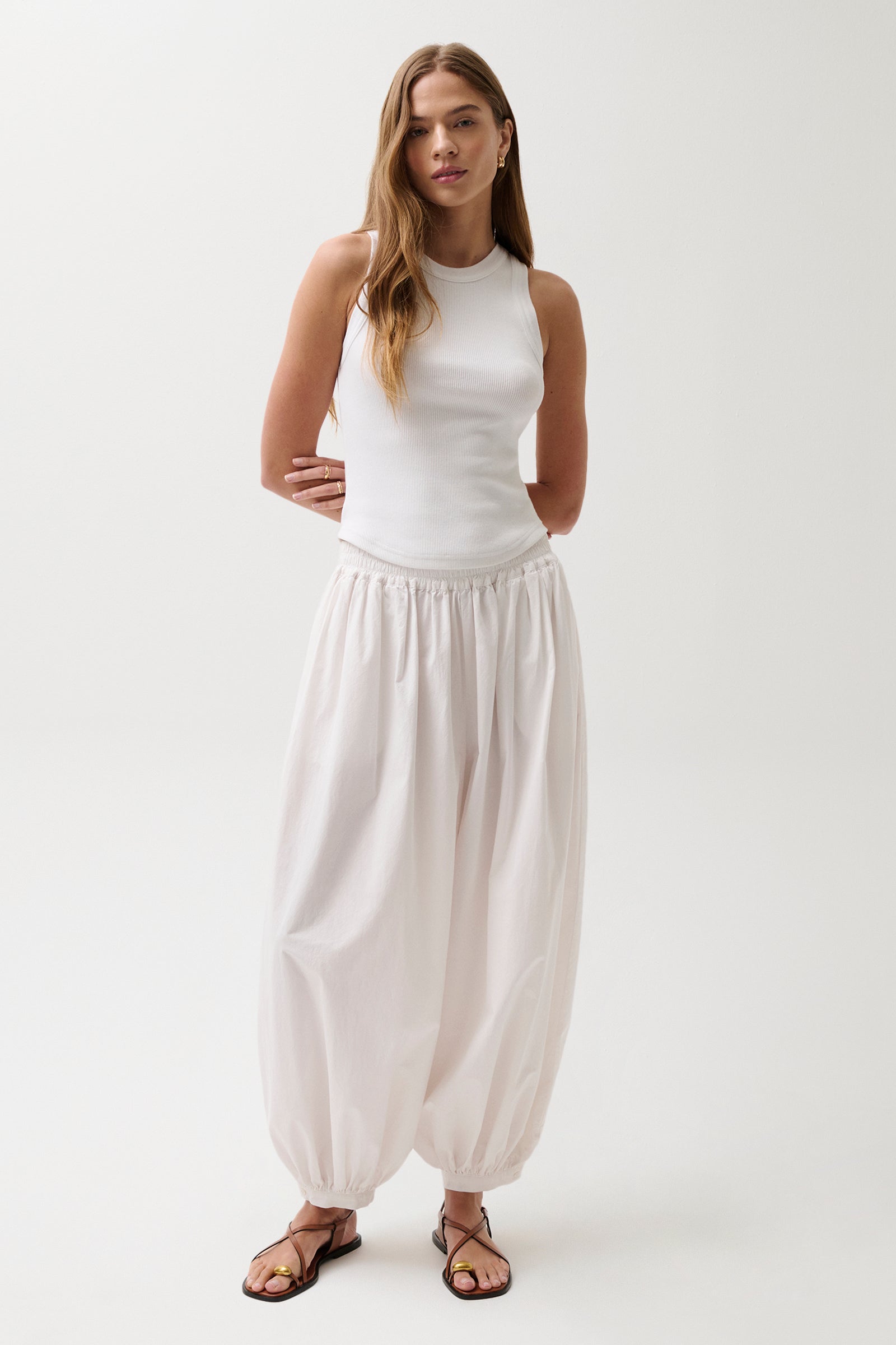 Image of Liya Poplin Balloon Pant - Le Blanc