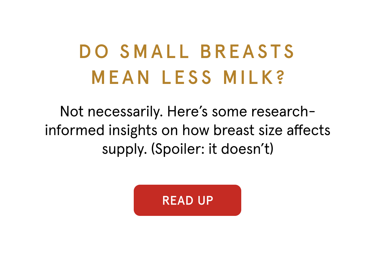 Do small breasts mean less milk? Not necessarily. Here's some research-informed insights on how breast size affects supply. (Spoiler: it doesn't)
