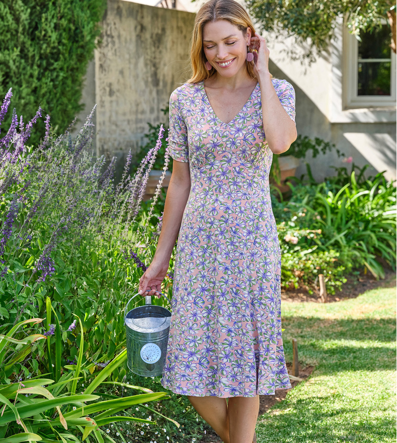 Tea Dress With Gathered Sleeves