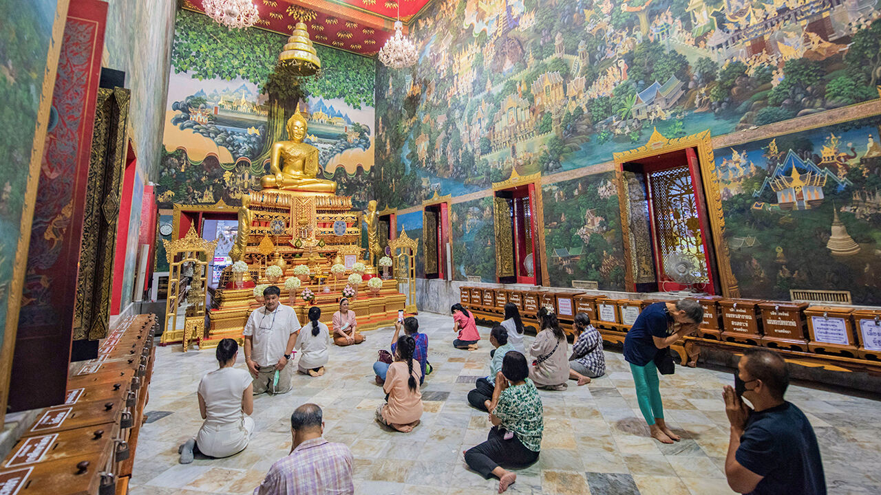Inside the Wat Rai Khing near city and Province Nakhon Pathom in Thailand.