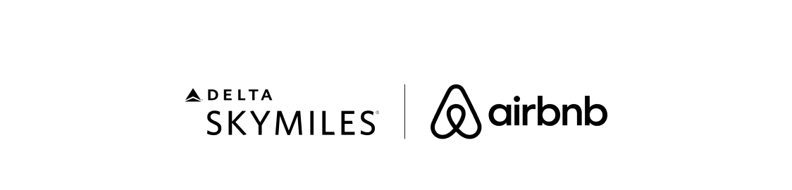 Delta Skymiles logo and Airbnb logo.