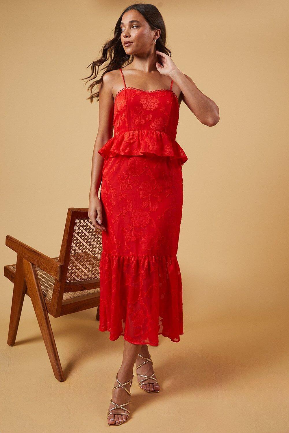 Petite Occasion Jacquard Peplum Midaxi Dress