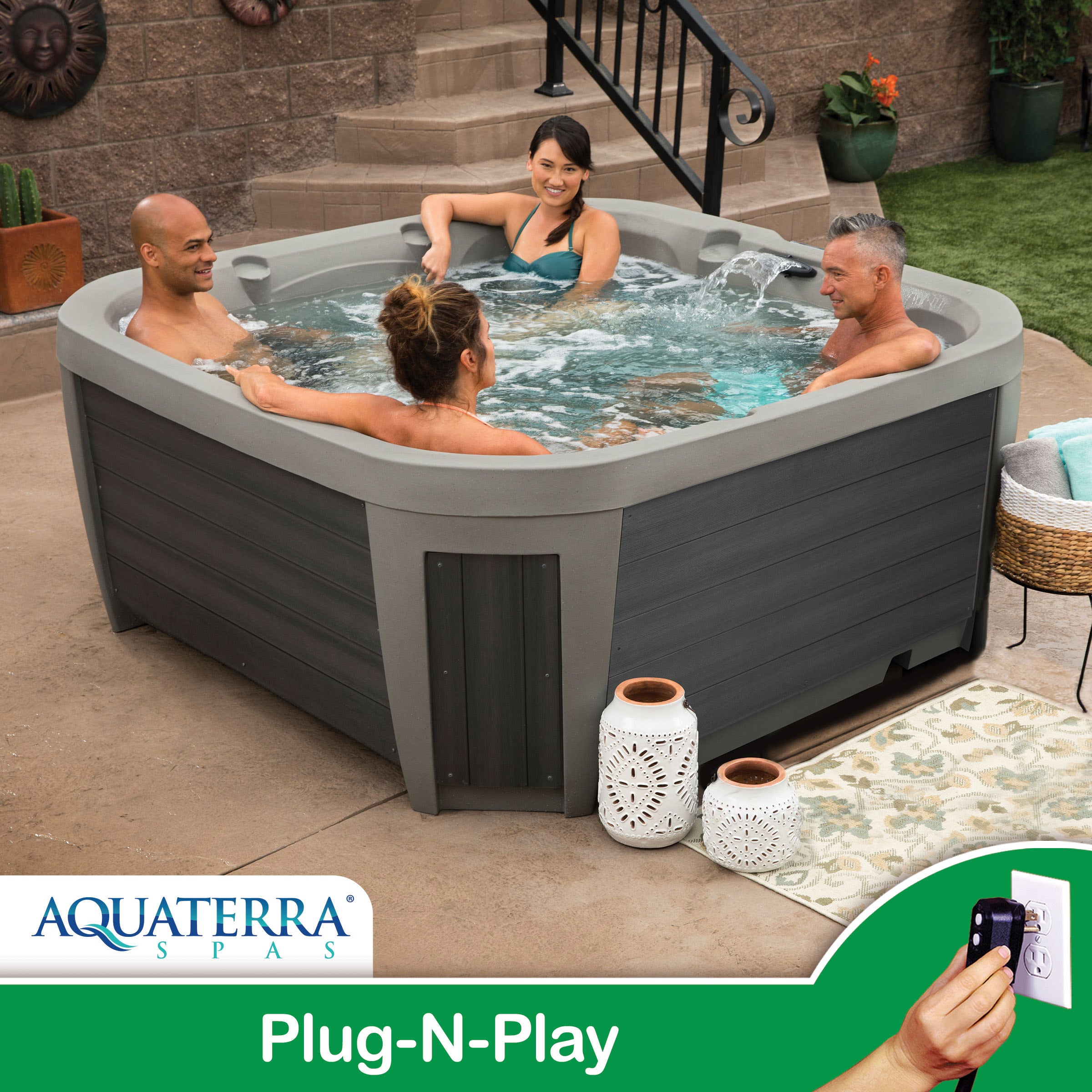 Aquaterra Spas Brighton 25-Jet, 5 or 6-Person Rotomolded Spa, Plug-n-Play