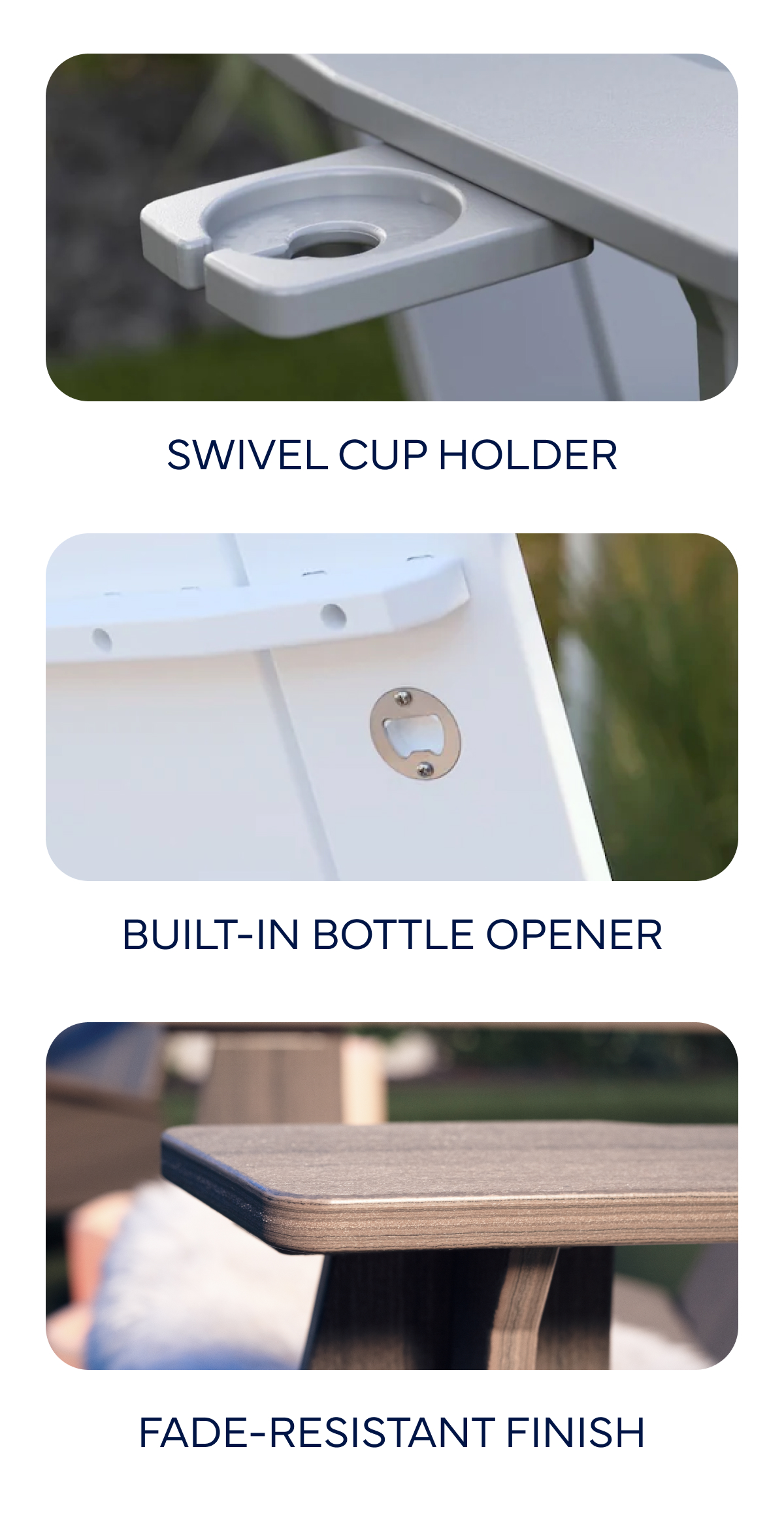 Swivel Cup Holder Built-In Bottle Opener Fade-Resistant Finish
