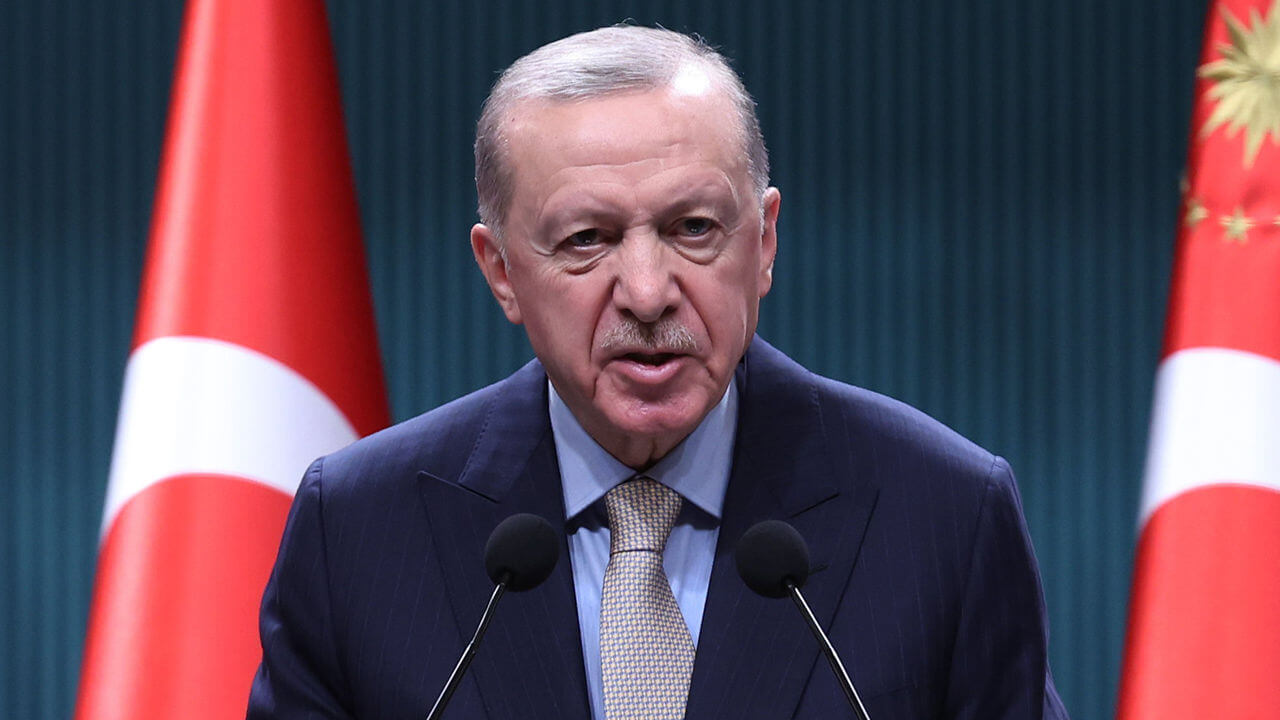 President Recep Tayyip Erdoğan made statements after the Cabinet Meeting at the Presidential Complex on March 24, 2025 in Ankara