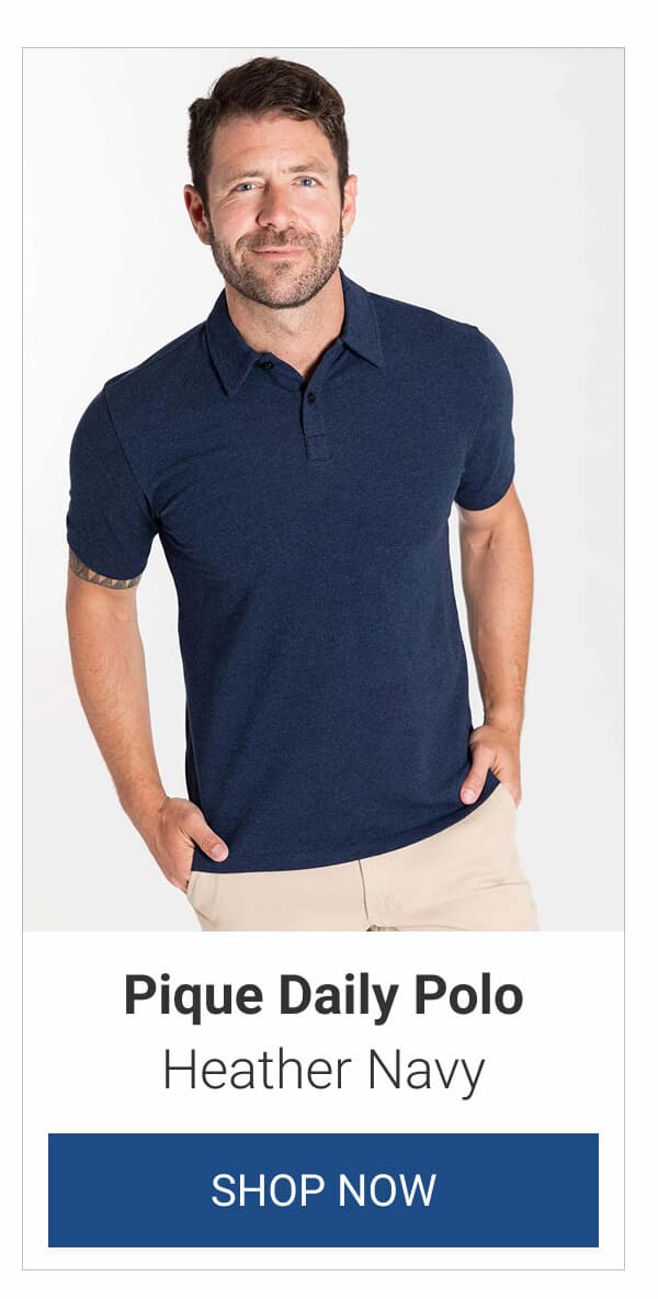 Heather Navy Pique Daily Polo