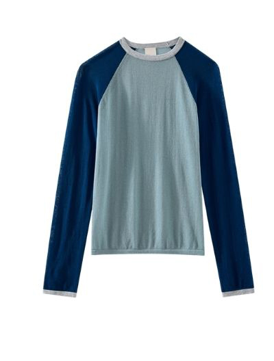MIRINAE RAGLAN KNIT TOP IN NAVY COLORBLOCK