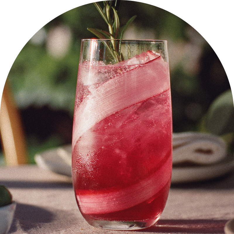 image of rhubarb and rosemary flavour instant tea made up drink