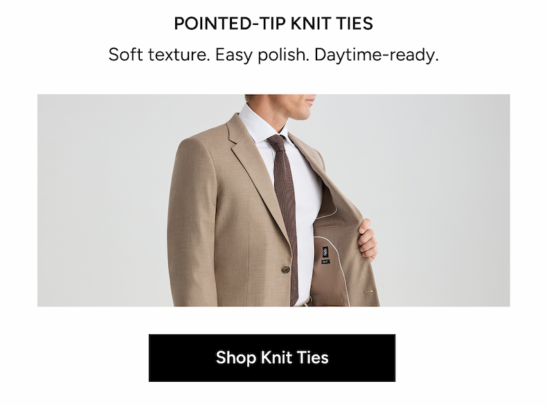 Pointed-Tip Knit Ties (Soft texture, easy polish, daytime ready)