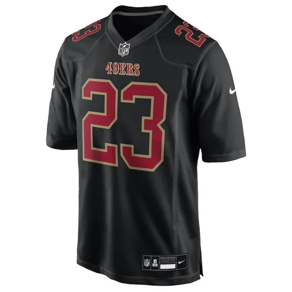 Image of Nike Men's San Francisco 49ers McCaffrey #23 Carbon Black Fashion Game Jersey