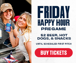 Enjoy $2 beers, hot dogs, and snacks during Friday’s happy hour before the first pitch on July 24. Buy Tickets.