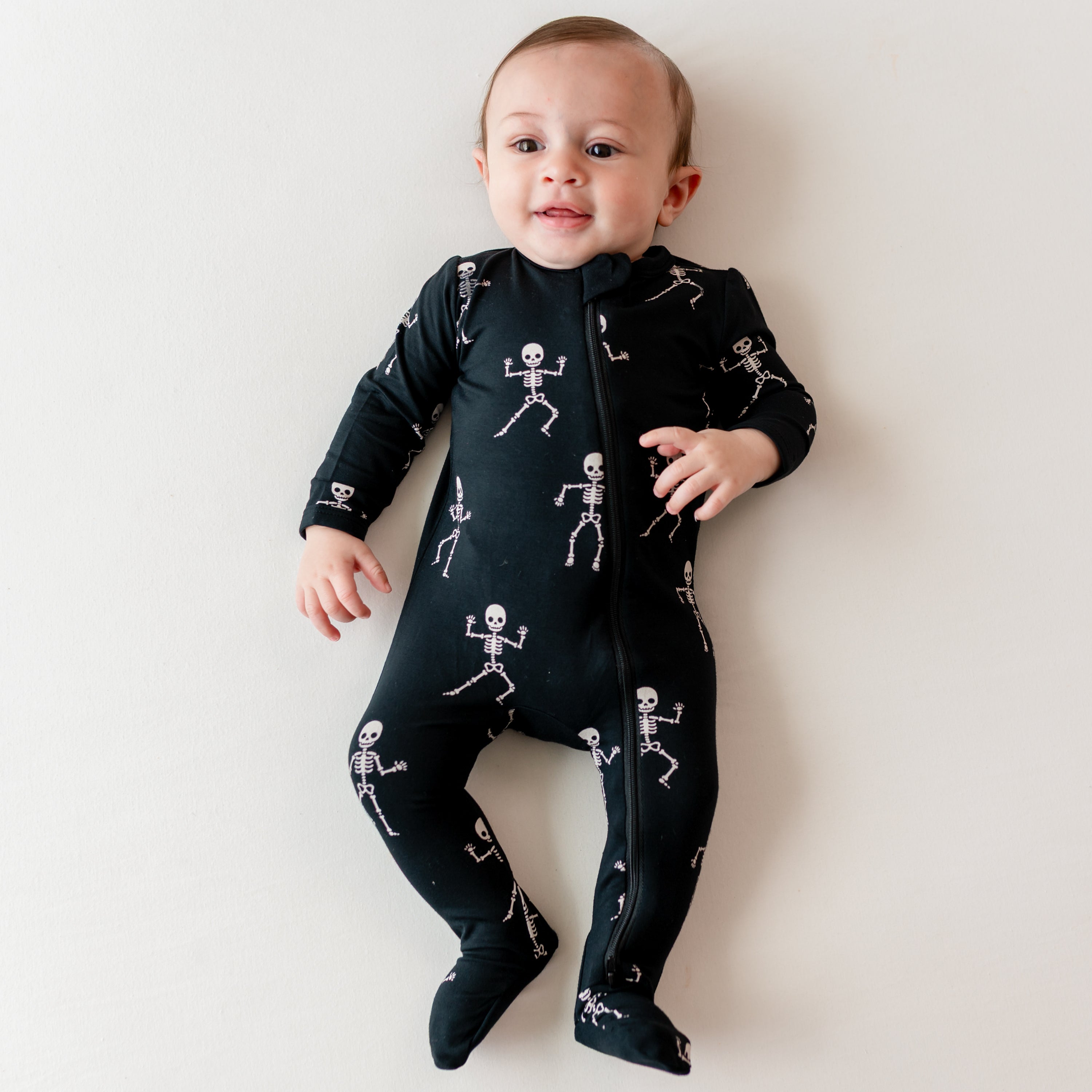 Image of Zippered Footie in Skeleton