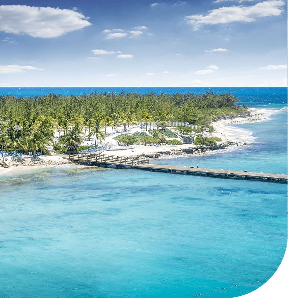 Arial view of pier on the beach of Grand Turk, Turks and Caicos.