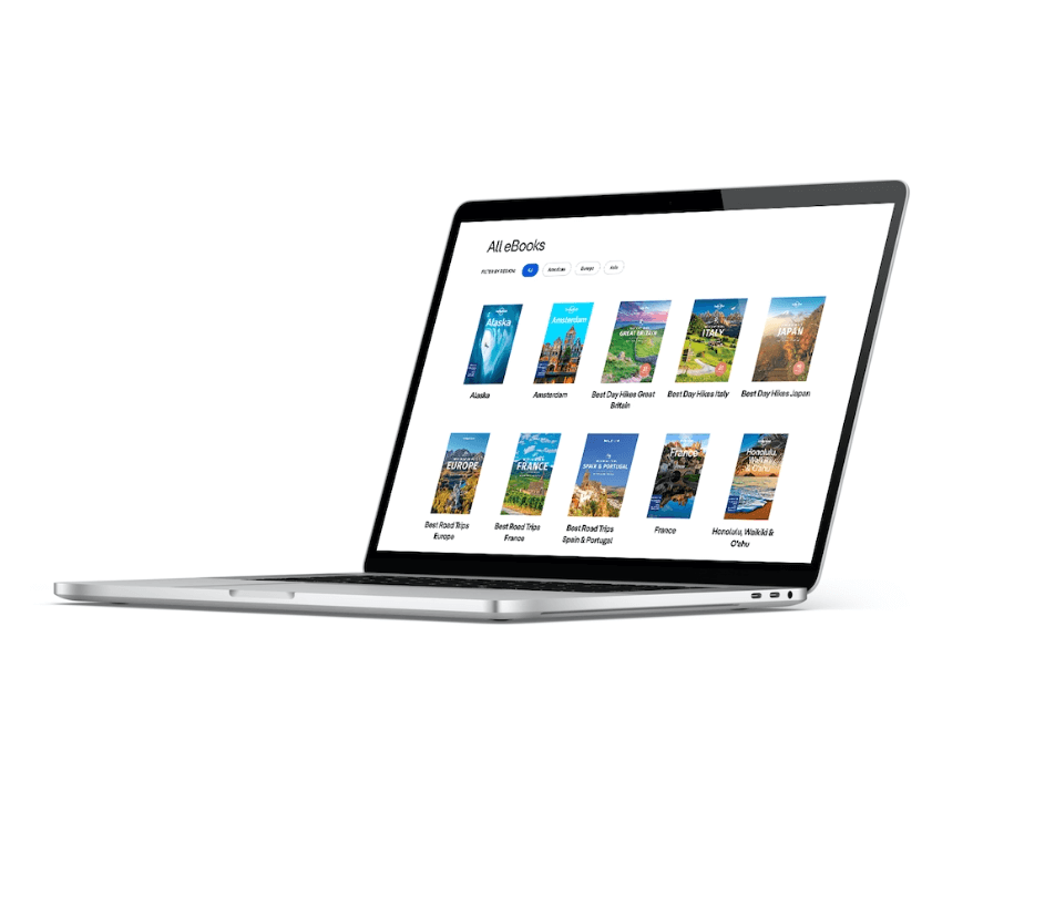 A laptop with the Lonely Planet website featured