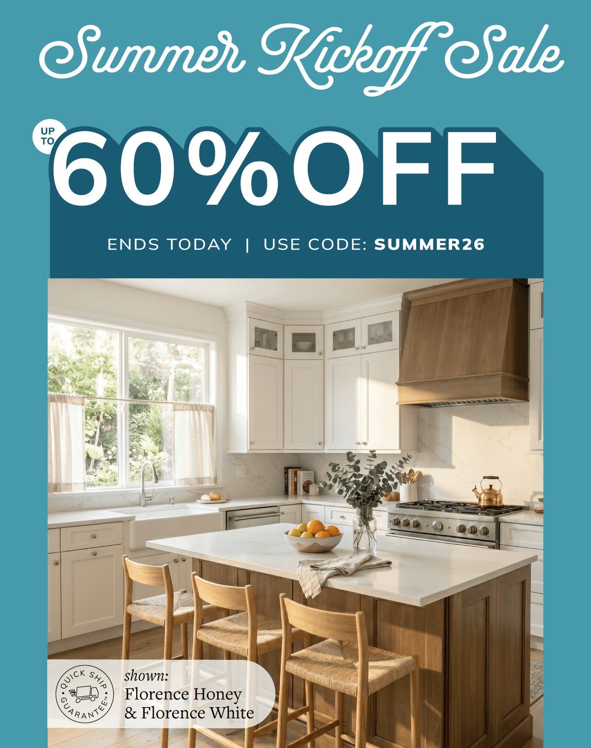 Summer kickoff sale, 60% off kitchen image.