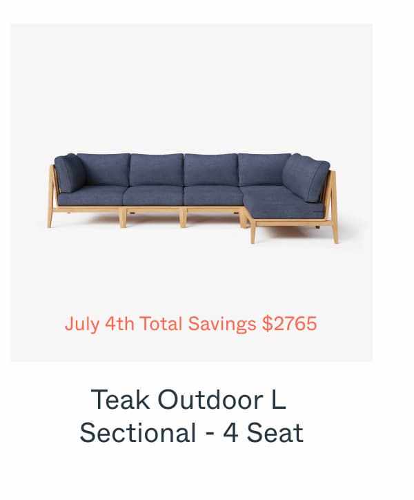 Teak Outdoor L Sectional - 5 Seat