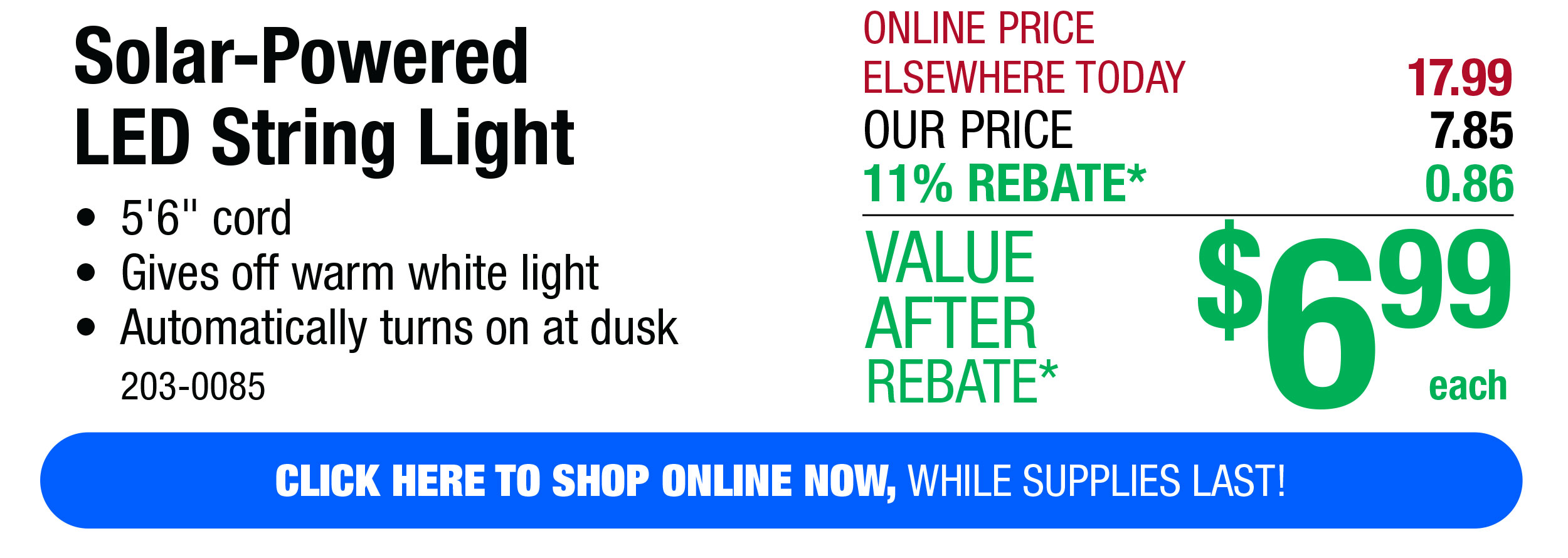 Solar-Powered LED String Light - Free Shipping To Store!