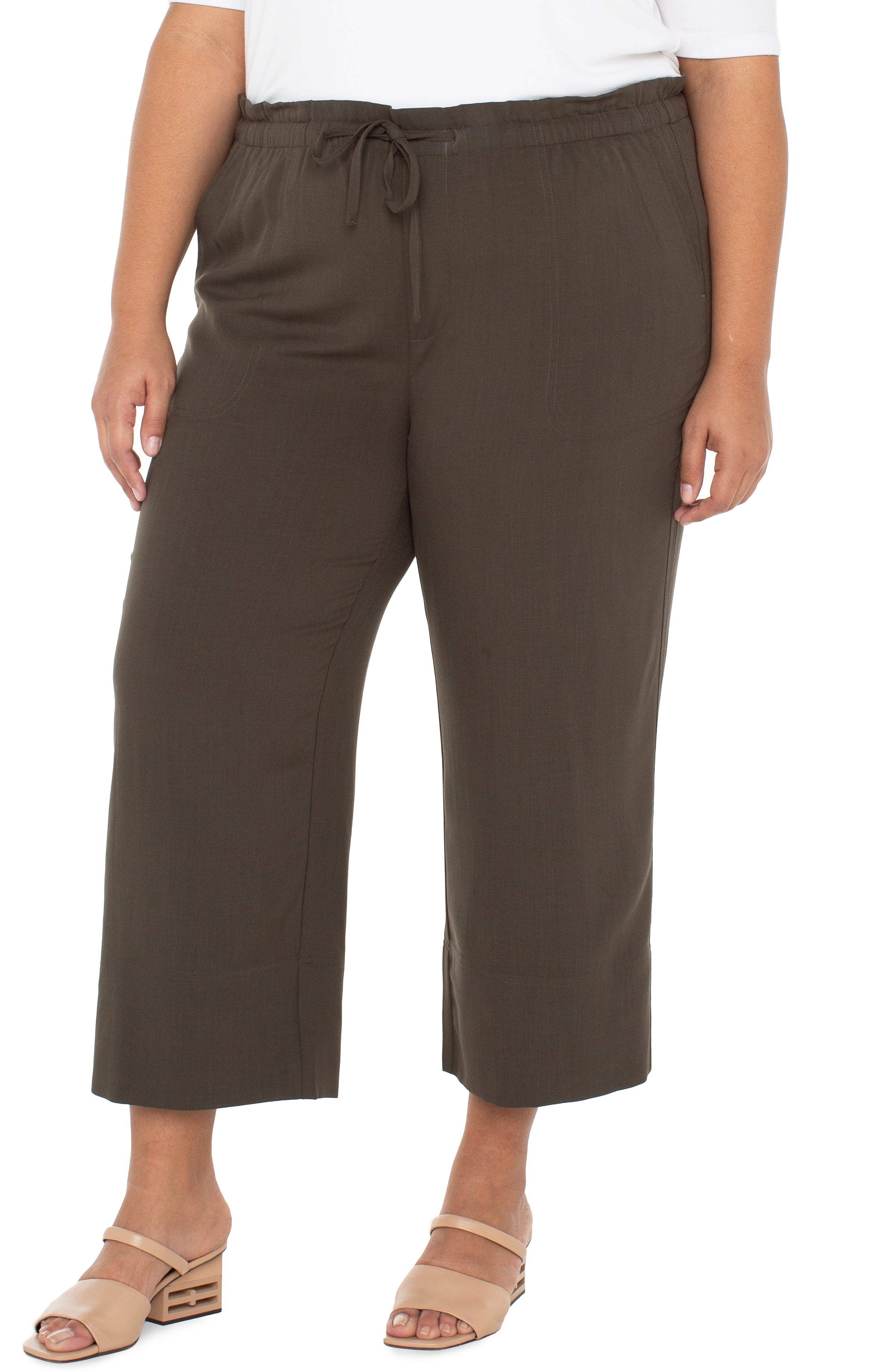 Image of PULL-ON TIE WAIST WIDE LEG ANKLE