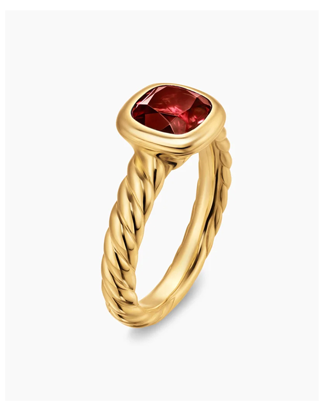 DY Mercer® Color Stone Ring18K Yellow Gold with Rhodolite Garnet, 7mm