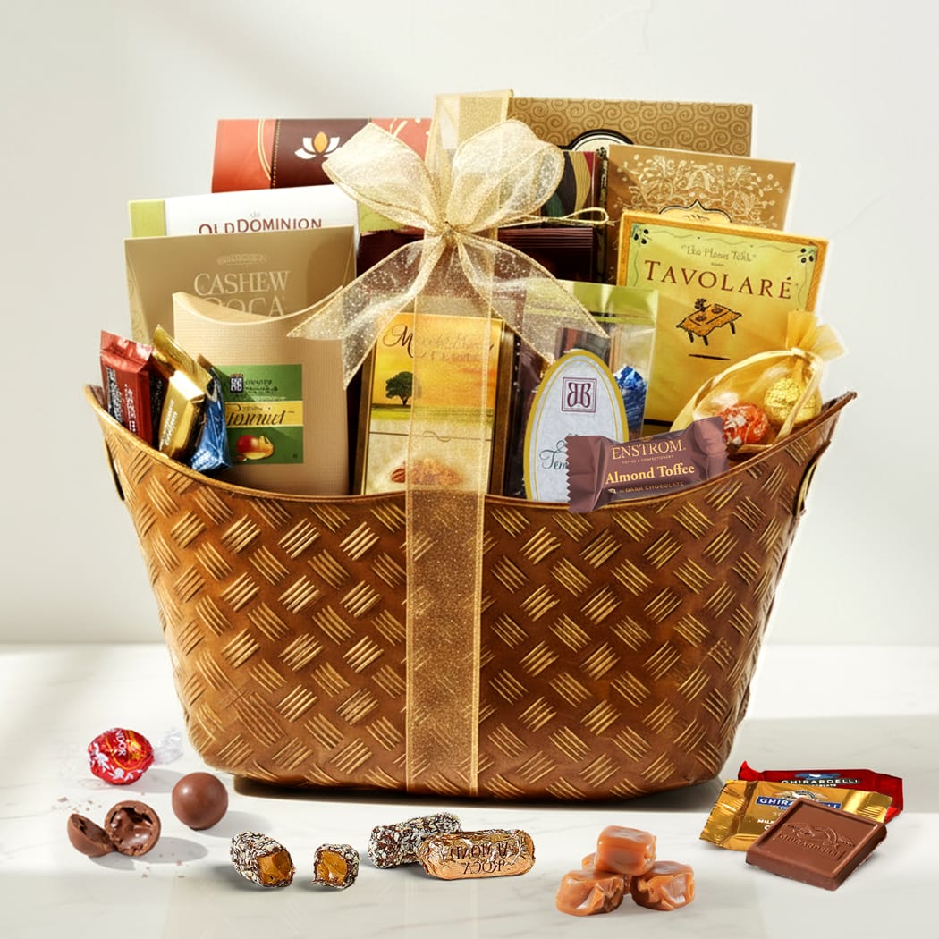 Classic Favorites Gift Basket with a variety of gourmet treats.