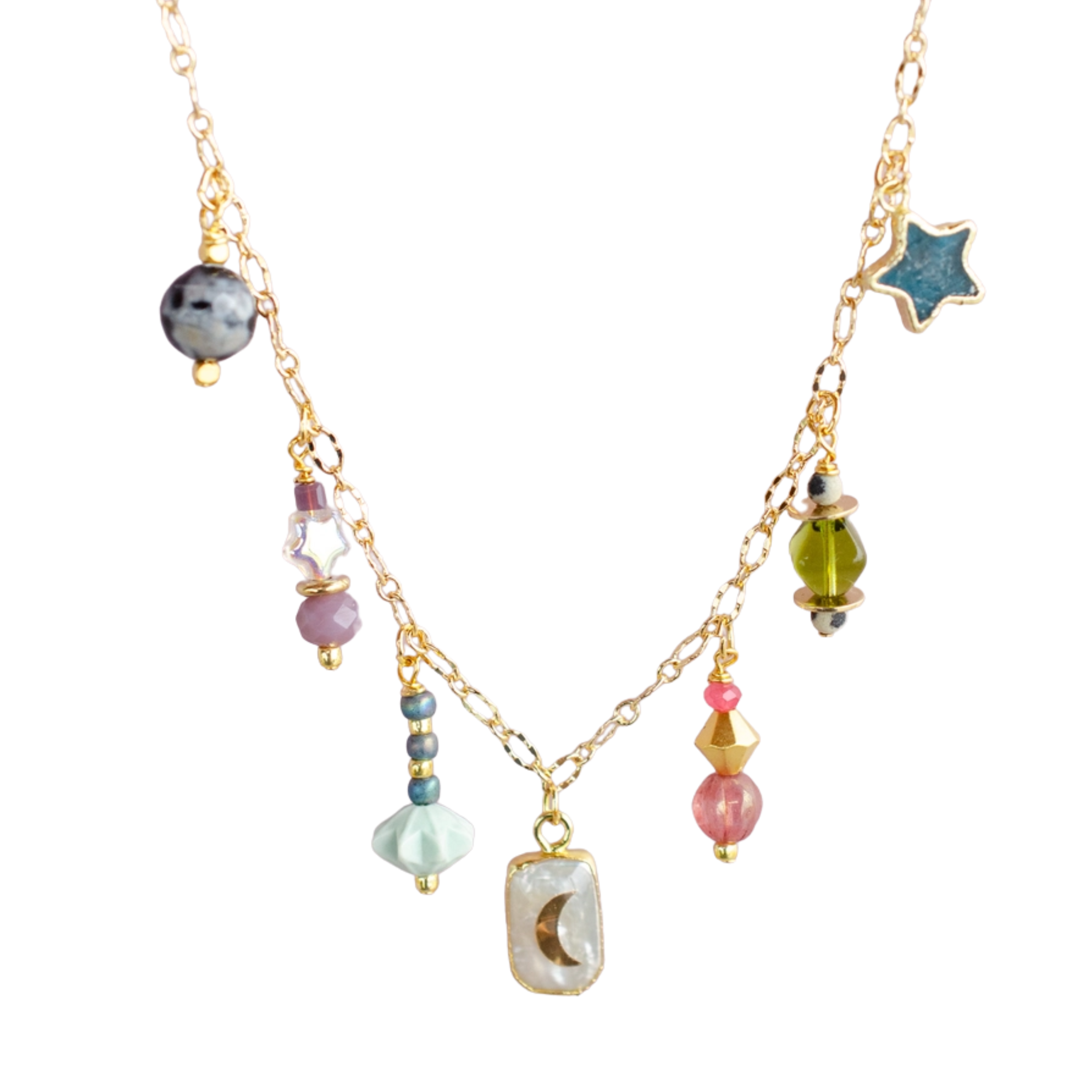 Image of Pearl Moon Charm Necklace