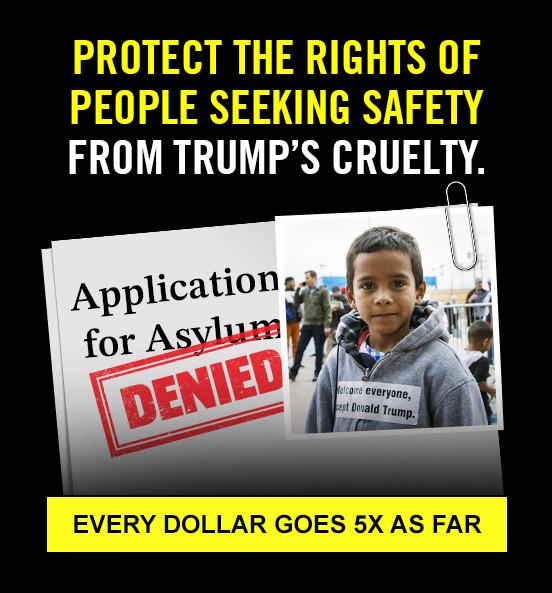 Photo of a young child, paperclipped to a denied asylum application with text that reads,
