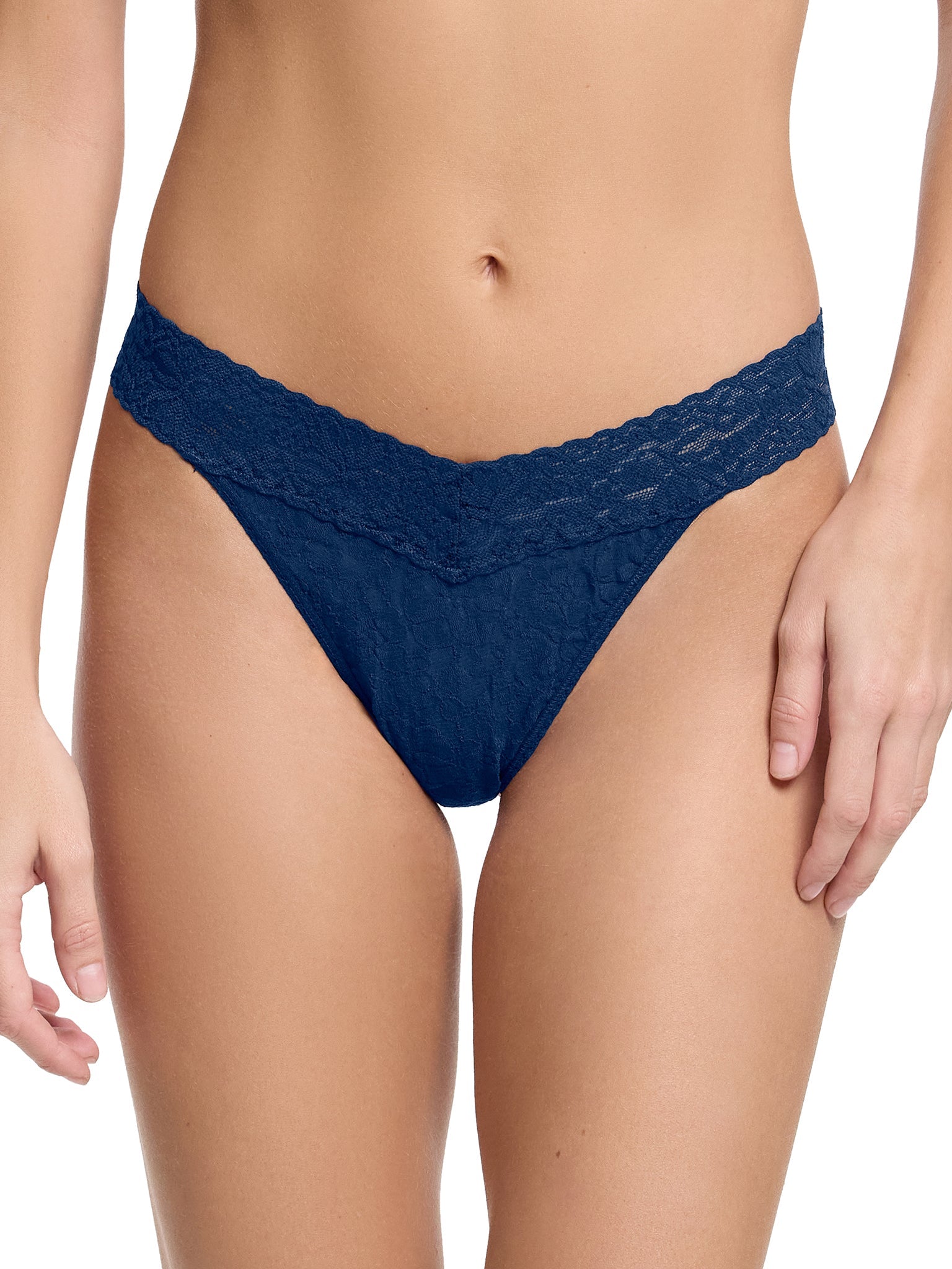 Image of Flora Lace Original Rise Thong Night Owl Blue Sale