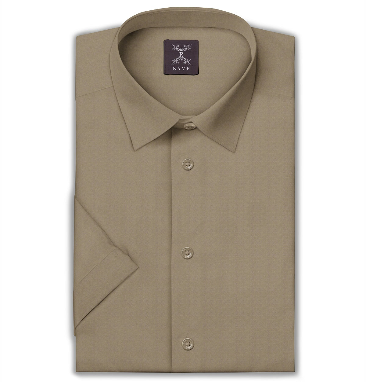 Image of Wrinkle-Resistant - Semi-Spread Collar - Short Sleeve - Stone