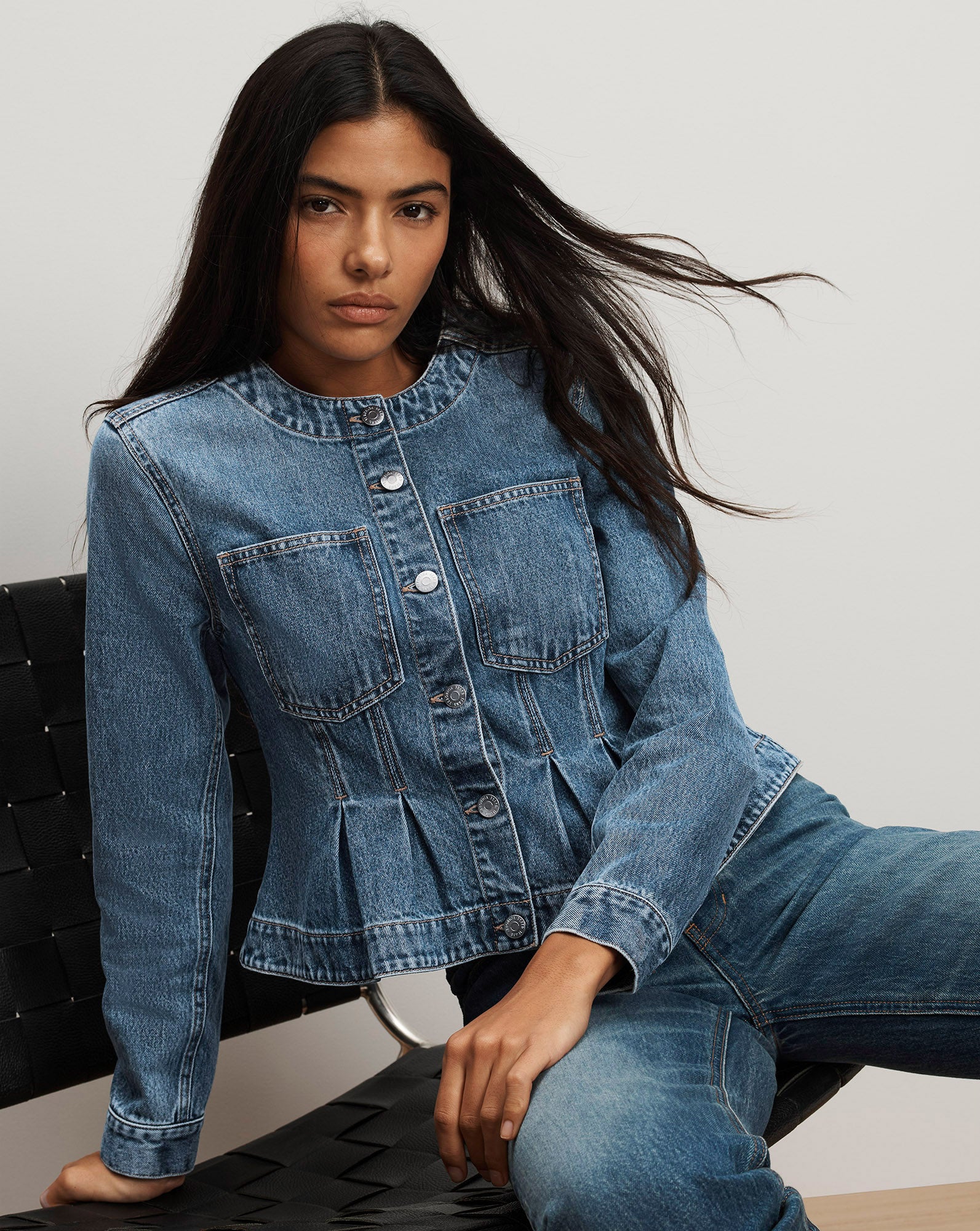 Image of Zahara Peplum Denim Jacket
