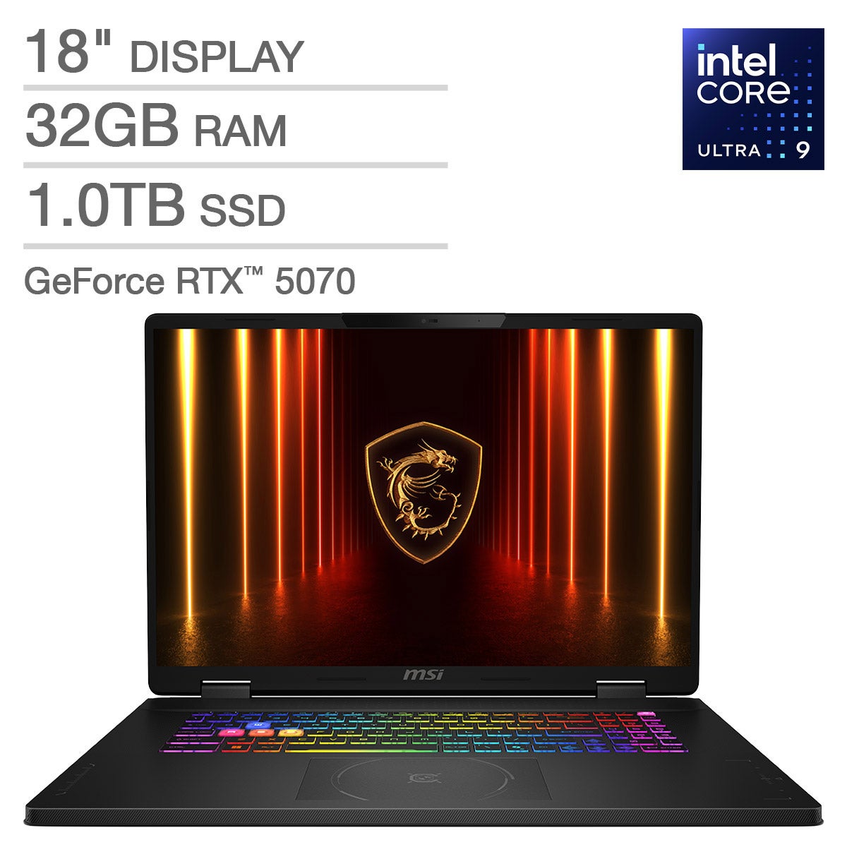 MSI Crosshair 18 HX AI 18-inch Gaming Laptop with Intel Core Ultra 9 and GeFroce RTX 5070 Graphics