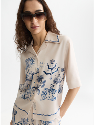 Scotch & Soda x Royal Delft Printed Short-Sleeved Camp Shirt