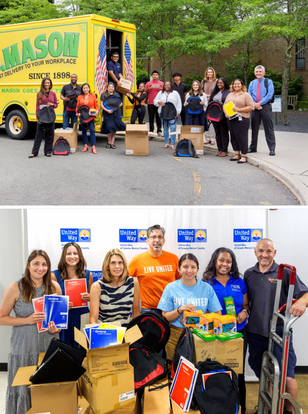 WB Mason delivers backpacks and supplies to Princeton Human Services and United Way