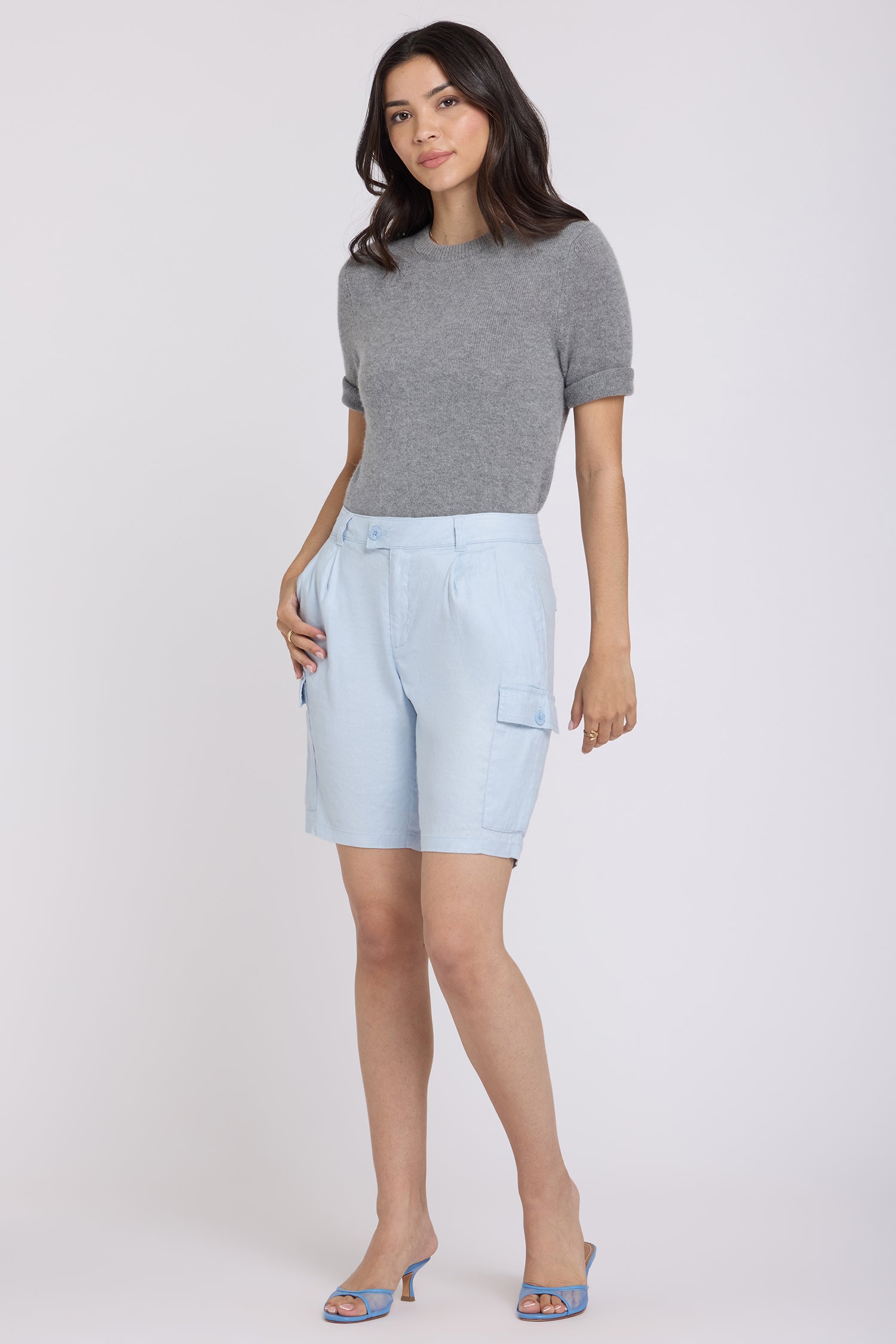 Image of Cargo Bermuda Shorts - Blue Clover