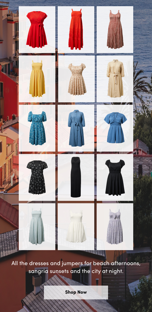 All the dresses and jumpers for beach afternoons, sangria sunsets and the city at night. | Shop Now >