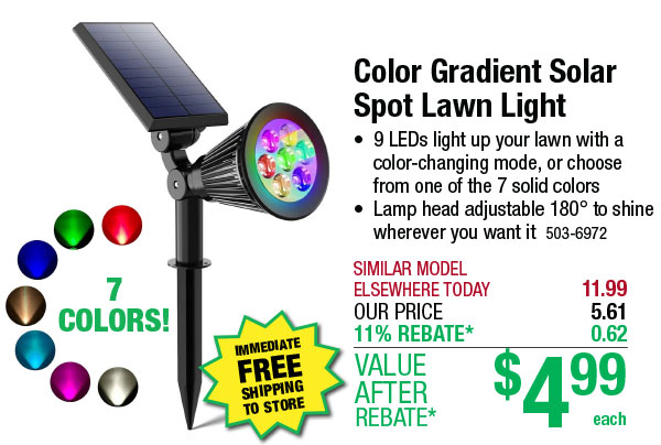 Color Gradient Solar Spot Lawn Light - ONLY $4.99 After Rebate*!