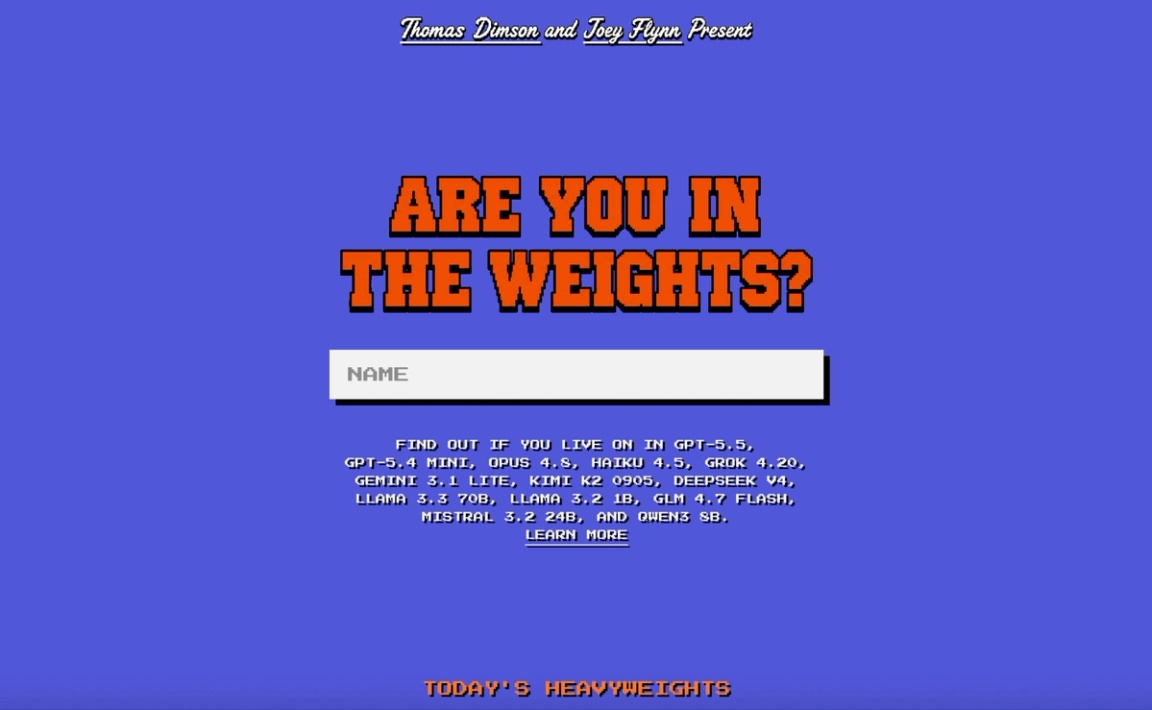 Are you in the weights? homepage