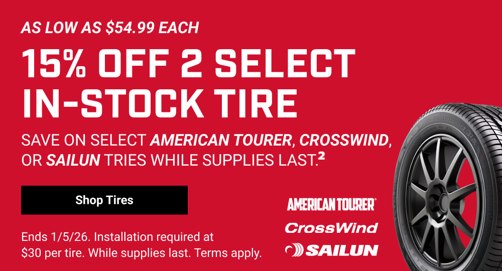 15% OFF 2 SELECT IN-STOCK TIRE(2)