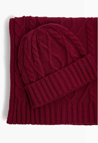 Cable Knit Scarf and Beanie Set
