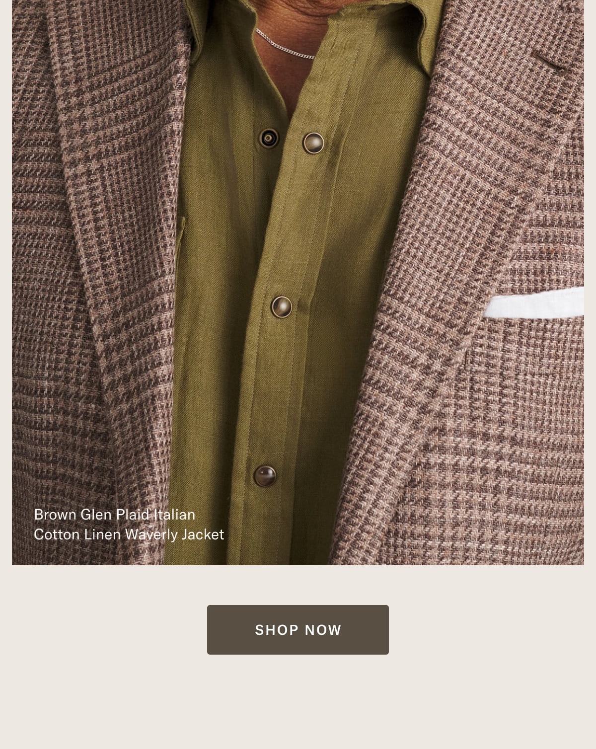 Brown Glen Plaid Italian Cotton Linen Waverly Jacket