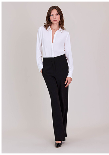 Black Designer Maxi Pants in Flowing Crepe Fabric