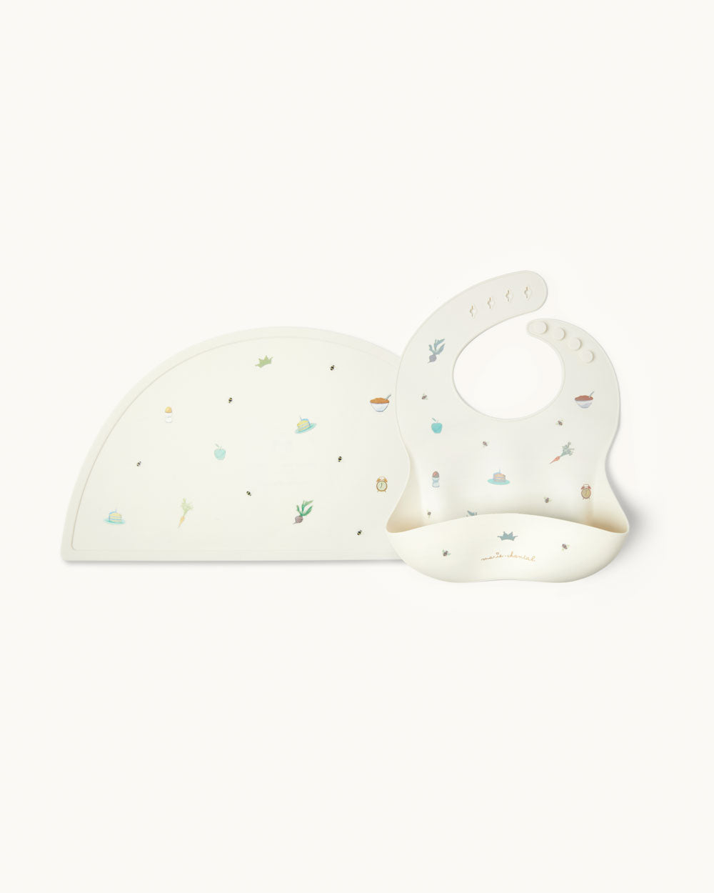 Image of Manners Begin at Breakfast Silicone Bib and Placemat Set