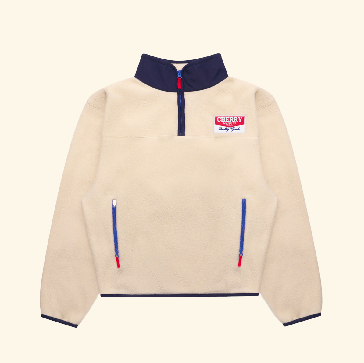 Image of Racing Half Zip Fleece (Cream/Navy)